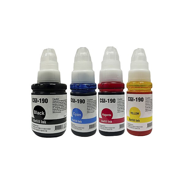 Kit 4 Refil Tinta Gi190 Canon G1100-G4111 CMYK