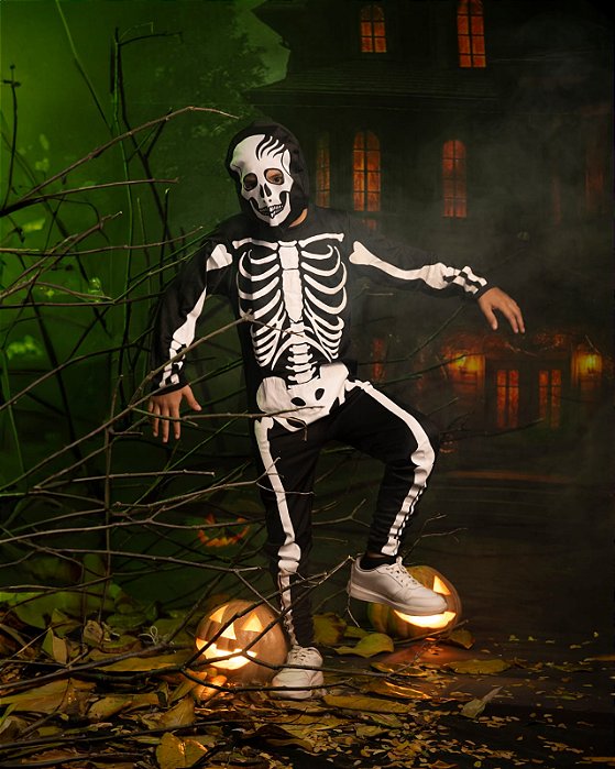 Fantasia Esqueleto Caveira Infantil