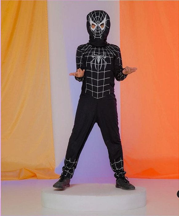 Fantasia Homem Aranha Preto- MACACÃO