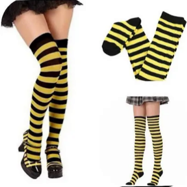 Meia 7/8 Listrada - Amarelo e Preto