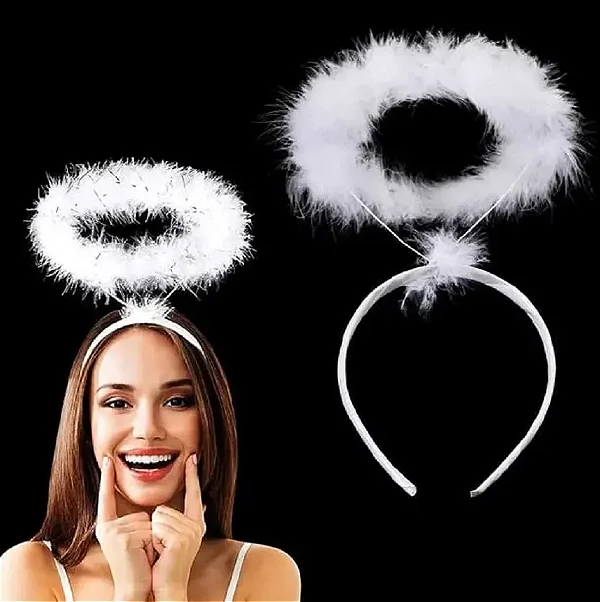 TIARA DE ANJO BRANCA COM 6 UNIDADES