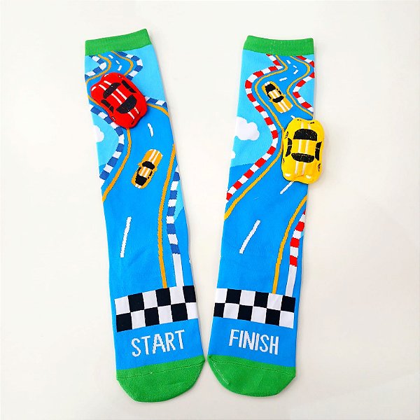 MEIA MALUCA 3D DIVERTIDA - CARRINHOS