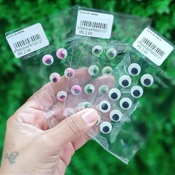 OLHOS 3D AUTOCOLANTES - 08 PEÇAS