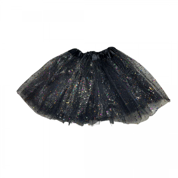 SAIA TULE PRETA COM GLITTER