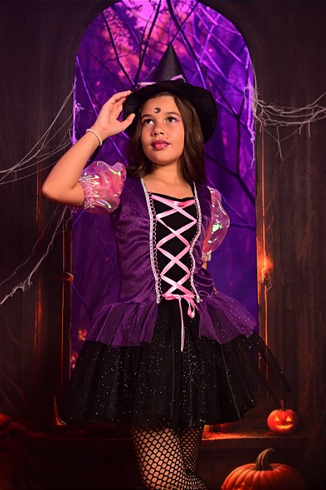 FANTASIA BRUXINHA FUCSIA LUXO