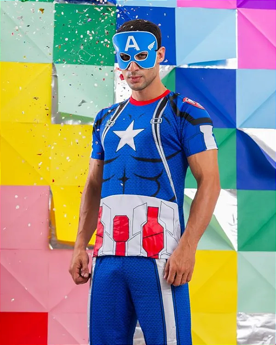 Fantasia Capitão America Short - ADULTO