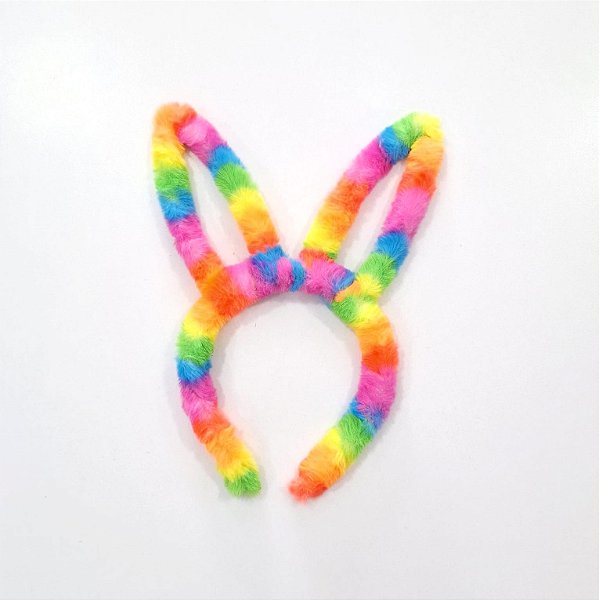 Tiara Orelha de Coelho Pelúcia Colorida