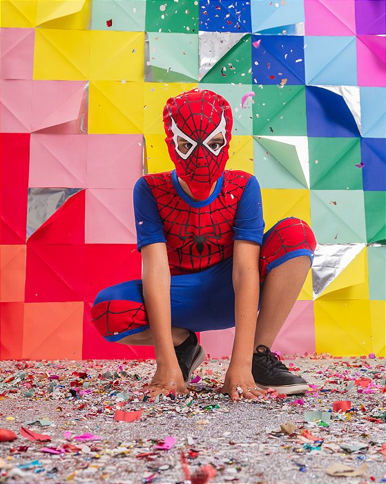 Fantasia Homem Aranha Macacão Curto Luxo