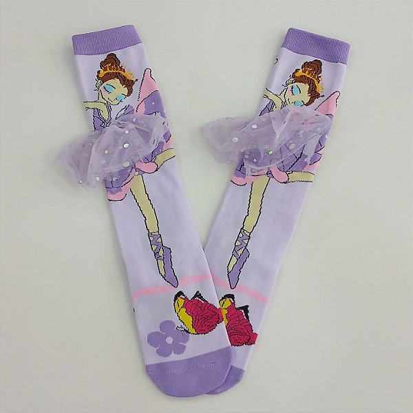 MEIA MALUCA 3D DIVERTIDA - BAILARINA LILAS