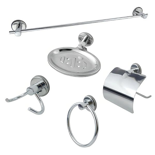 KIT ACESSESSORIO BANHEIRO 5PC MET CROM PL AGATA 2000 FMETAIS