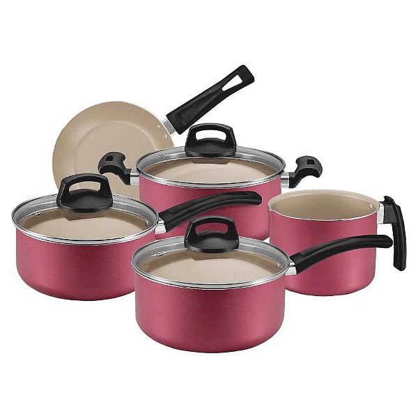 JOGO PANELAS ALUM 5PC ANTI ADERENTE CEREJA PANELUX