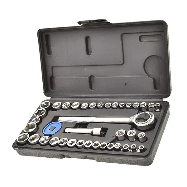 JOGO CHAVE SOQUETE 40PCS C/ CATR. FERTAK .