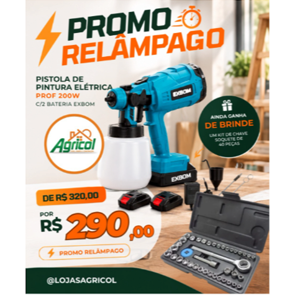 KIT-C PISTOLA PINTURA EXBOM + JOGO CHAVE SOQUETE 40 PC