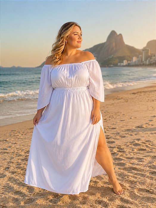 Vestido Longo Branco Flare