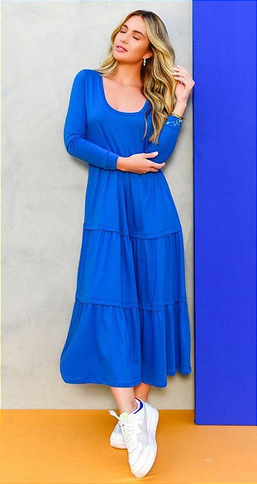 VESTIDO MALHA C/ PREGAS DECOTE U  COR: BIC | NEXT STOP BLESSED CÓDIGO: KM212009