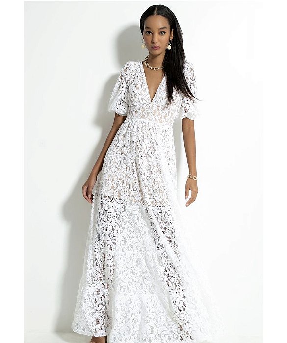 Ave Rara - VESTIDO MANGAS NOI - BRANCA - OPVL0733
