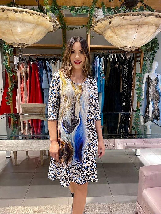 Anemess - Vestido animal print Cavalo |  TAMANHO ÚNICO | VESTE DO P AO G  Ref:
