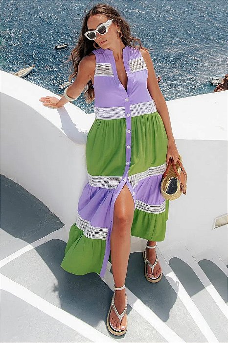 VESTIDO LONGO BICOLOR OPHELIA SS23