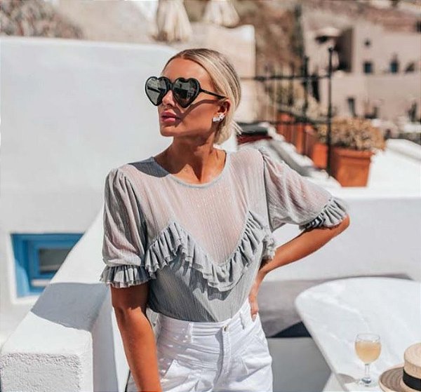 SANTORINI | BLUSA LUREX AGNES - COR CINZA Código: KM140981