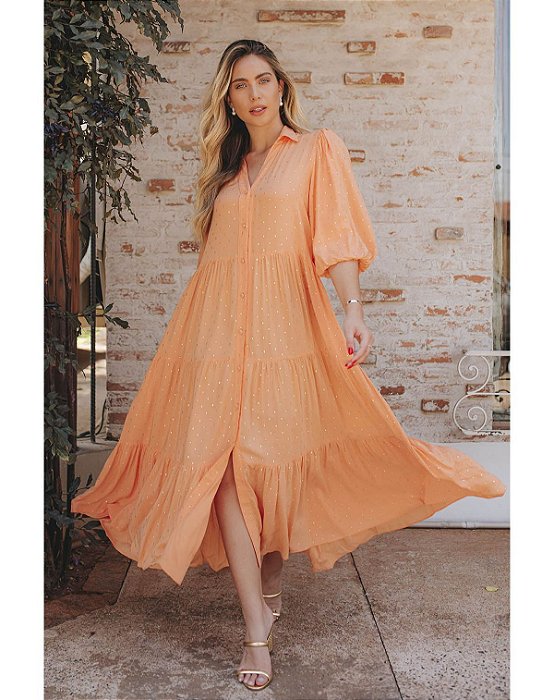 Bazar | Ave Rara - VESTIDO CHEMISE PEQUIM FOIL | CORAL | OPVL0479