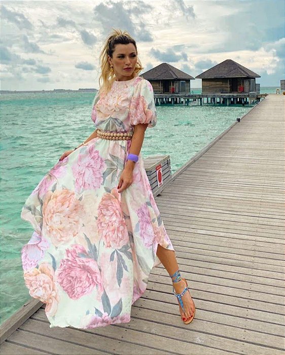 Bazar | Closet Deluxe _ Vestido Ponta Floral Acetinado Cód.: 2020544