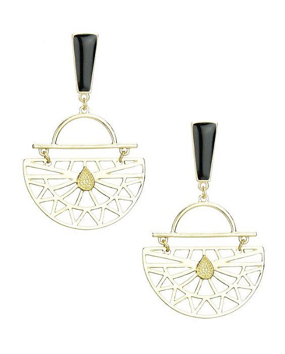 Maxi brinco dourado e preto Columbus