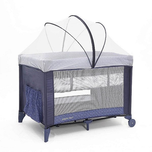 Berço Portátil Cercadinho Desmontável Confort Baby Style Azul