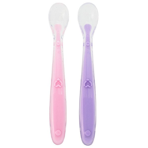 Kit Colher Silicone Baby 2 pcs Rosa e Lilás - Buba