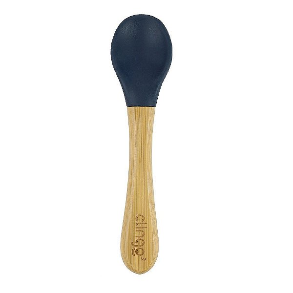 Colher de Bambu e Silicone Azul Navy - Clingo