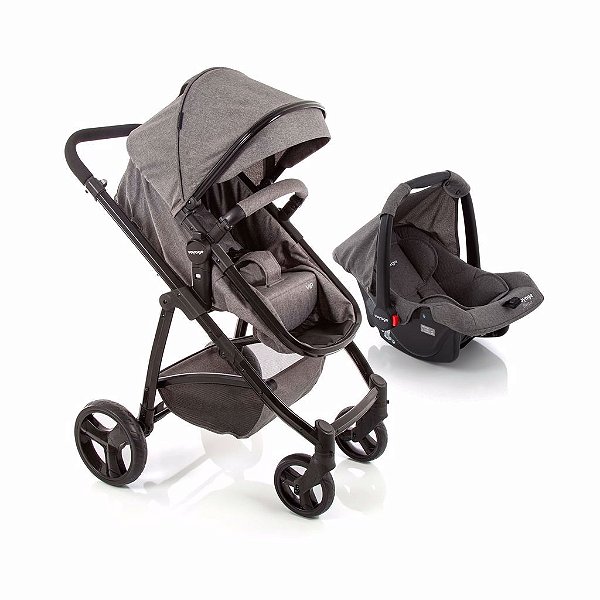 Carrinho com Bebê Conforto Travel System Vip Duo Pro Voyage 0 a 15 kg Cinza Mescla