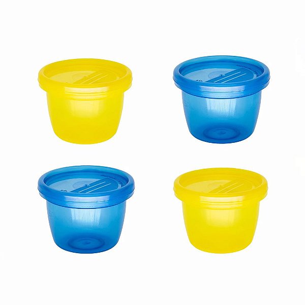 Kit 4 Potes Infantis Multiuso 133ml Infanti Azul e Amarelo