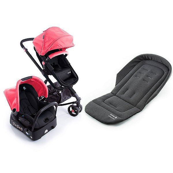 Travel System Mobi Safety 1st - Pink Paint + Almofada Extra para Carrinhos SafeComfort - Grey