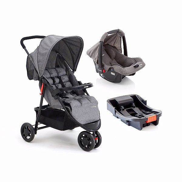 Travel System Delta Trio Pro Voyage Cinza Mescla