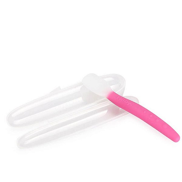 Colher de Silicone com Estojo Rosa - Nûby