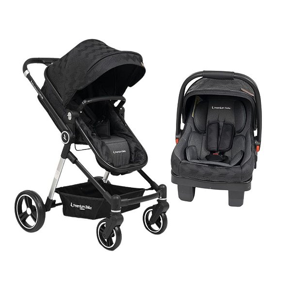 Carrinho com Bebê Conforto TS Aston com Base Silver/Black Premium Baby