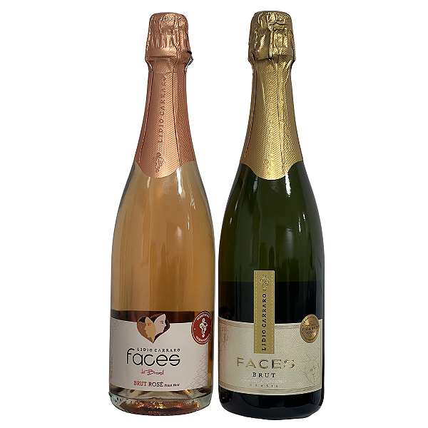 Kit Presente Espumante Lidio Carraro Faces Brut e Espumante Lidio Carraro Faces Brut Rose