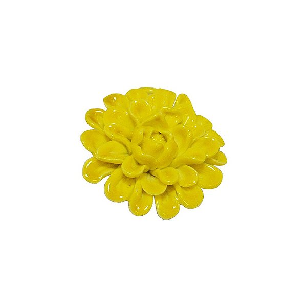 11-0136 - Pacote com 10 Flores com Pétalas de Porcelana Amarela 40mm