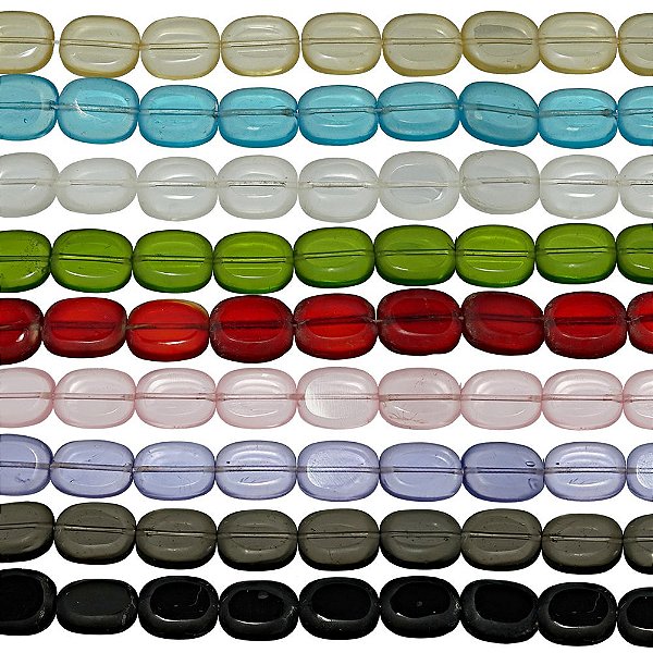 11-0024 - Fio de Contas Ovais de Vidro Fosco Colorido 11mm
