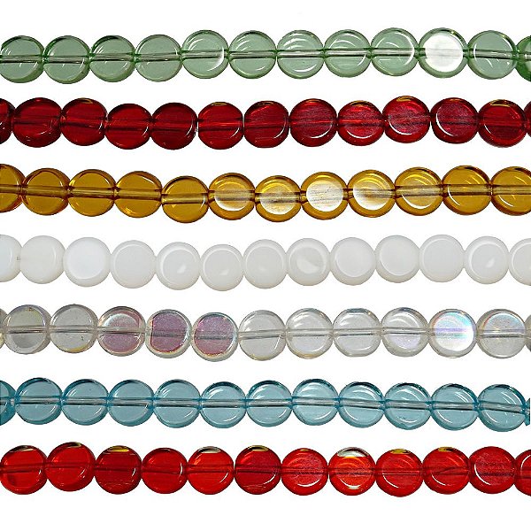 11-0020 - Fio de Discos de Vidro Coloridos com Passante 8mm