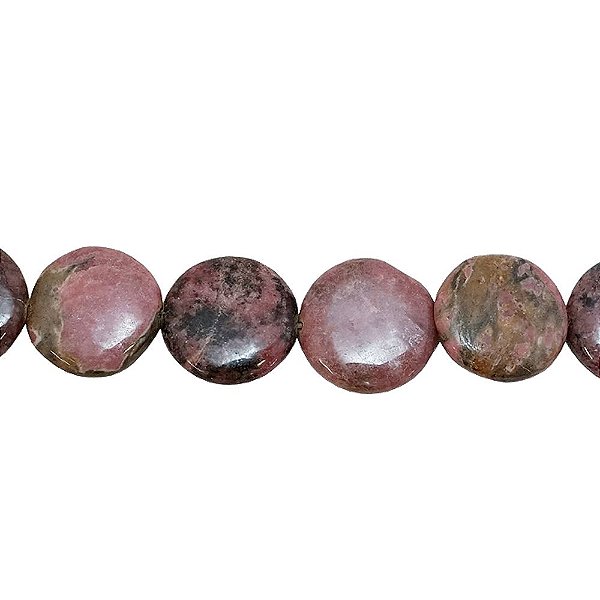 10-0066 - Fio de Pedras Rodonitas Discos com Passante 20mm