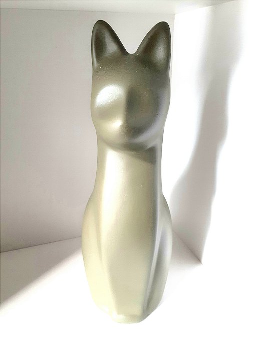 Escultura Gato Egípcio em Cerâmica - Verde Oliva Fosco