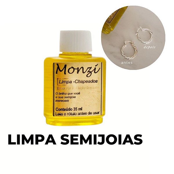 Limpa Chapeados Semijóia Folheados Monzi Amarelo 35ml Original Liquido Jóias