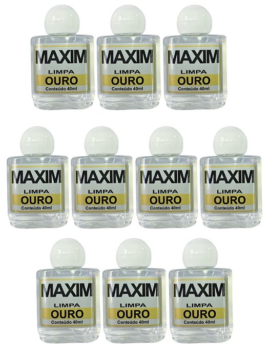 Kit 10 Limpa Jóias Verdadeiras Objetos Em Ouro Puro 18k Maxim 40ml Branco