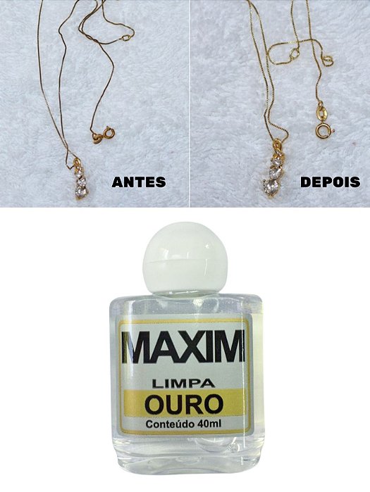 Limpa Jóias Alianças Verdadeiras Objetos Em Ouro Puro 18k Maxim 40ml Branco