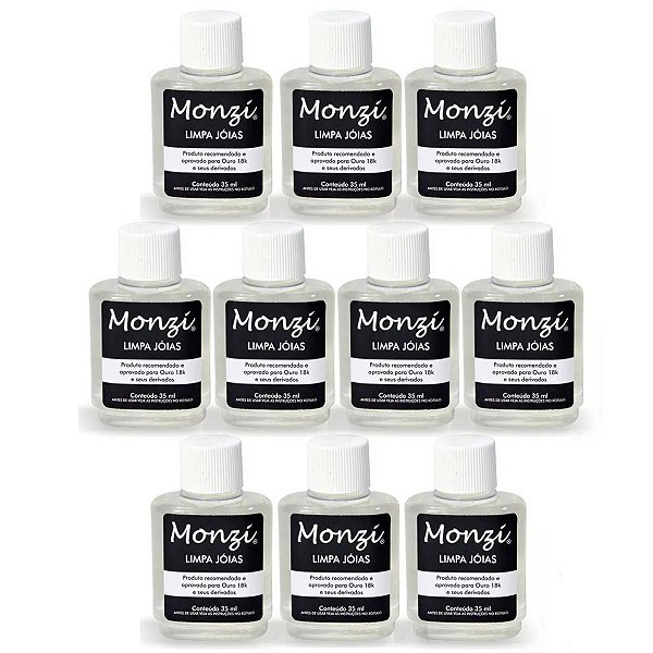 Kit 10 Limpa Jóias Alianças Ouro 18k Monzi 35ml Atacado Revenda