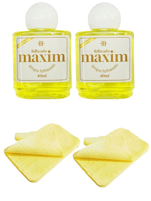 Kit 2 Limpa Chapeados Semijóia Maxim 40ml Amarelo +2 Flanela Mágica Polimento