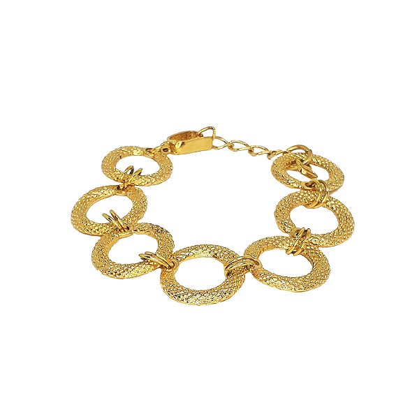 Pulseira Feminina Bracelete Moda Folheado a Ouro 18k