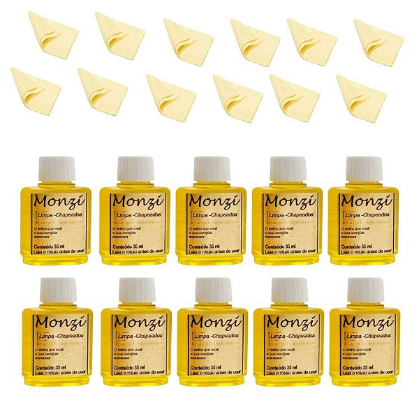 Kit 10 Limpa Chapeados Semijóias Monzi +10 Flanelas Mágicas Atacado Revenda