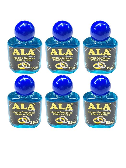 Kit 6Un Limpa Ouro Prata 925 Chapeado ALA 35ml Original Liquido Limpador Aliança 3 em 1 Atacado