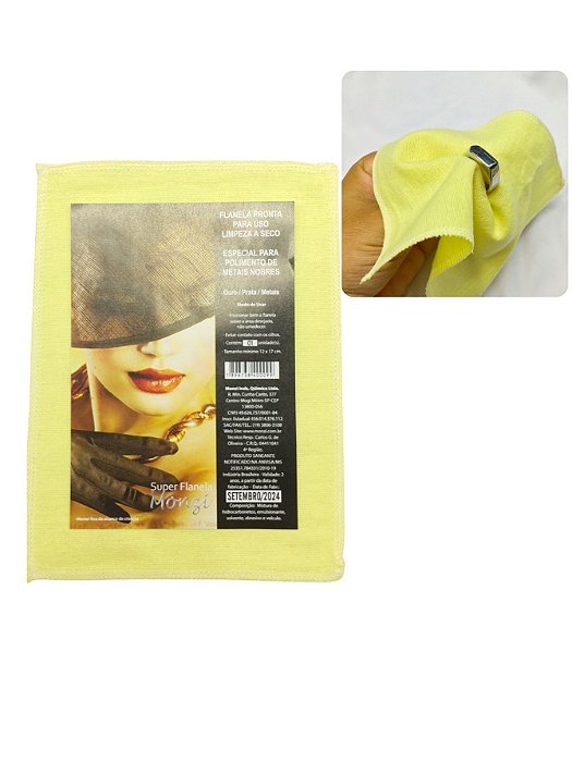 Flanela Mágica 12cm x 17cm Original Monzi Polimento Para Jóias Brilho Prata Ouro Acessórios 1 Und